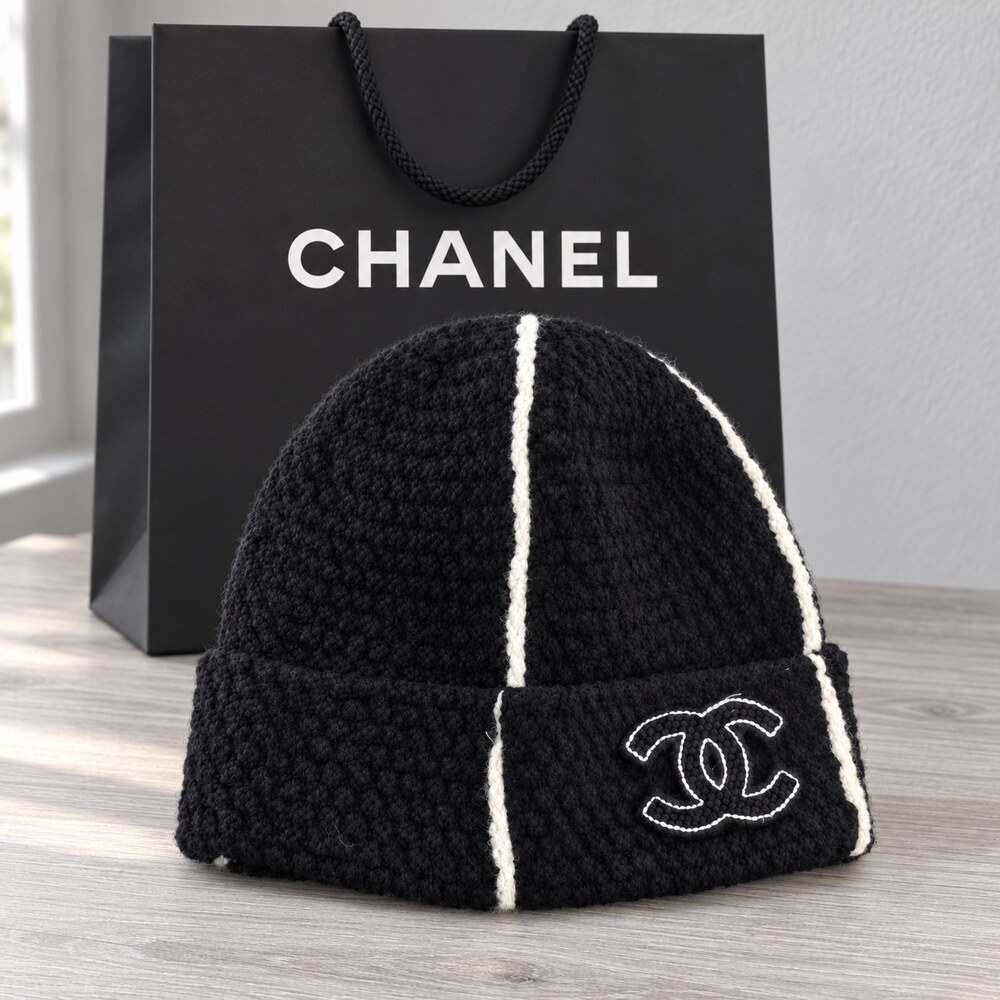 CHANEL CC Cuffed Knit Beanie
